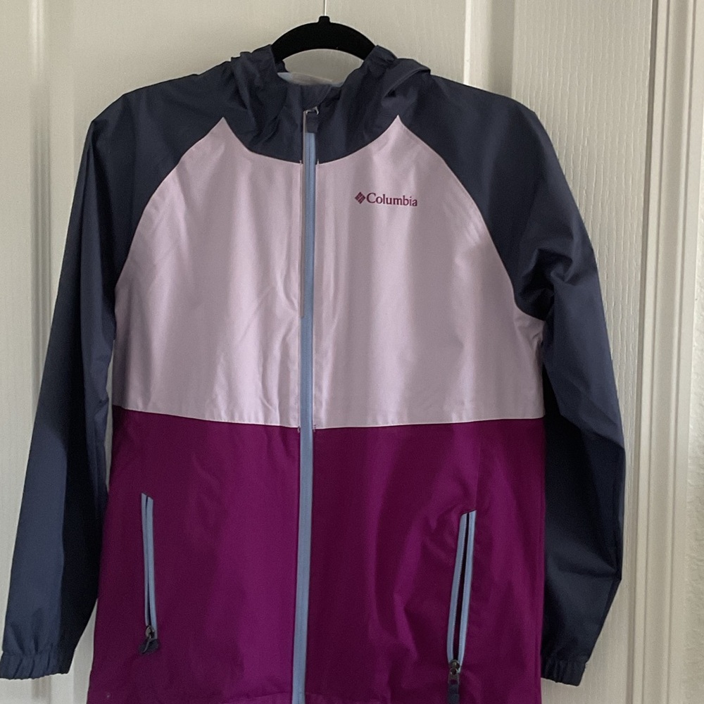 Columbia Two-Tone Hooded Jacket - Blue and Burgundy